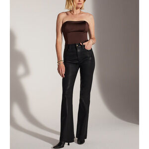 Favorite Daughter 'The Shortie' Black Valentina Super High Rise Mini Boot Denim